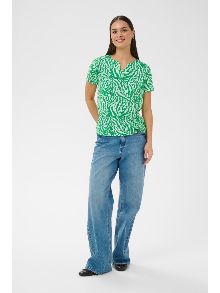 T-Shirt kurzarm KAbella Regular fit in Bright Green/Chalk s Animal