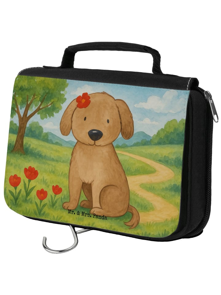 Kulturtasche Hund Dame Design ohne Spruch in Weiß