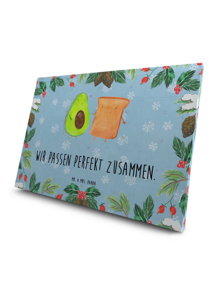 Advents-Teekalender Avocado Toast mit Spruch in Eisblau