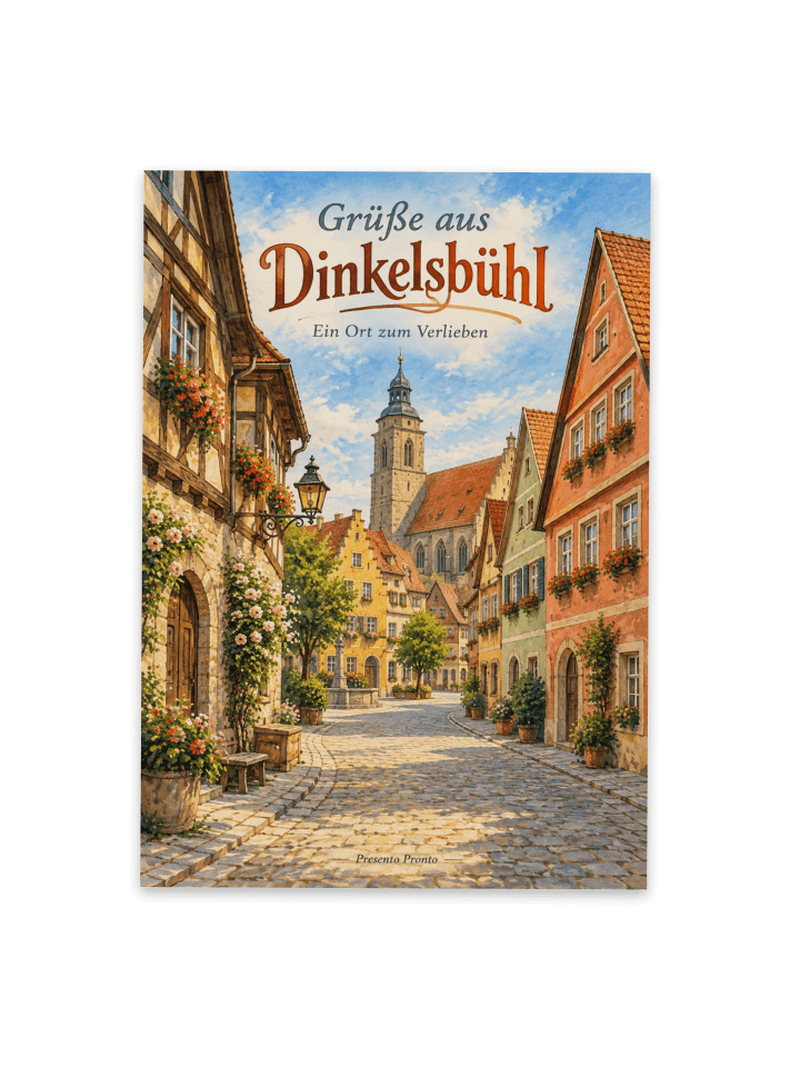 Grußkarte Altstadt nostalgisch Design mit Spruch in Weiß