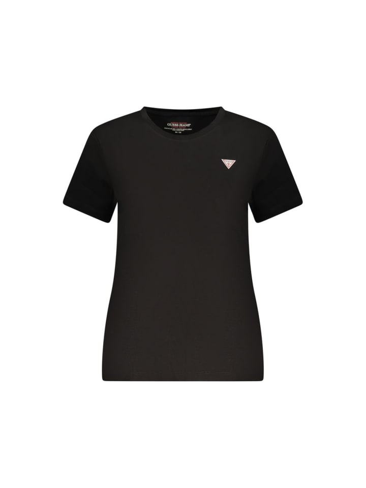 Schwarz Baumwolle Damen T-Shirt