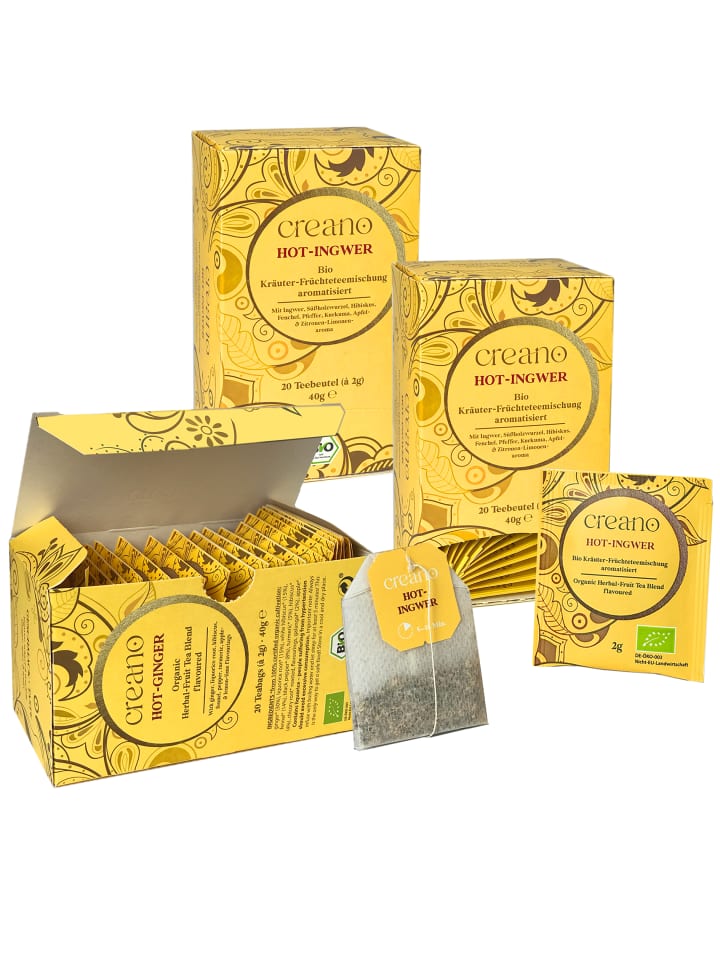 "Hot Ingwer" Bio Kräuter-Früchteteemischung aromatisiert 60er Box Teebeutel
