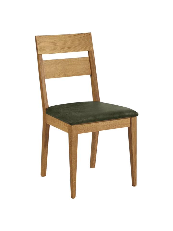 ESSZIMMERSTUHL 2er-Set Delfi 7 Wildeiche Massiv/Microfaser Khaki