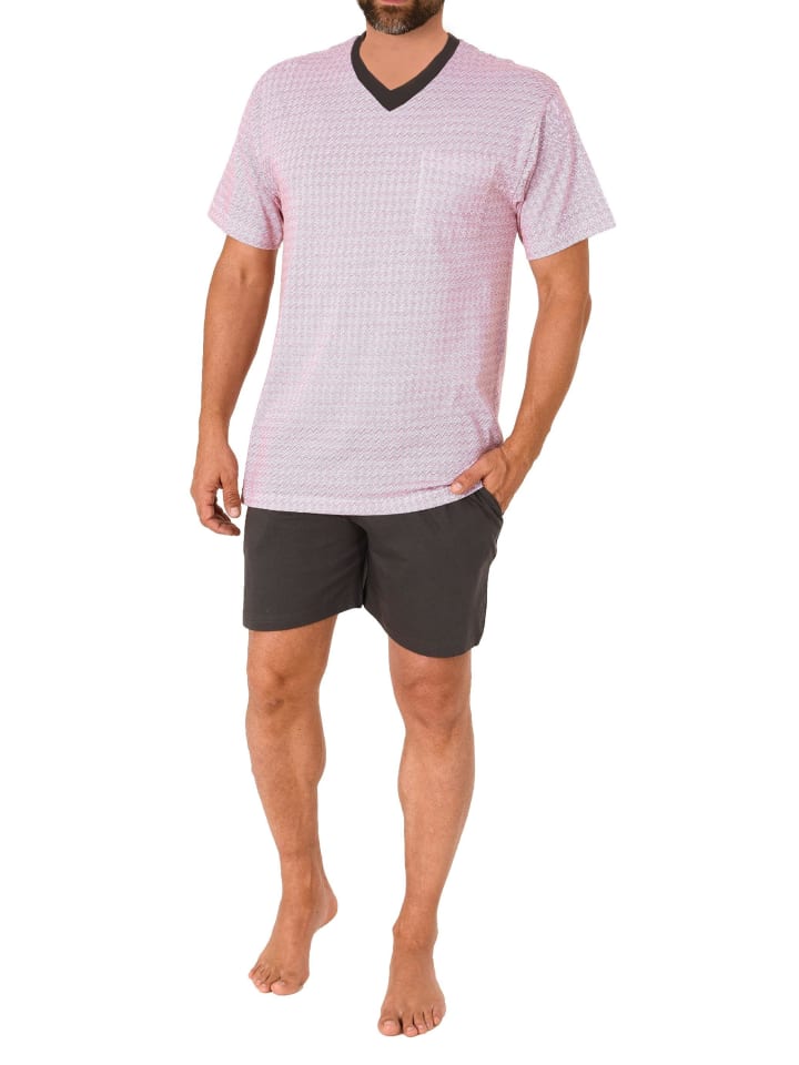 kurzarm Schlafanzug Shorty Pyjama - 72114 in dunkelgrau