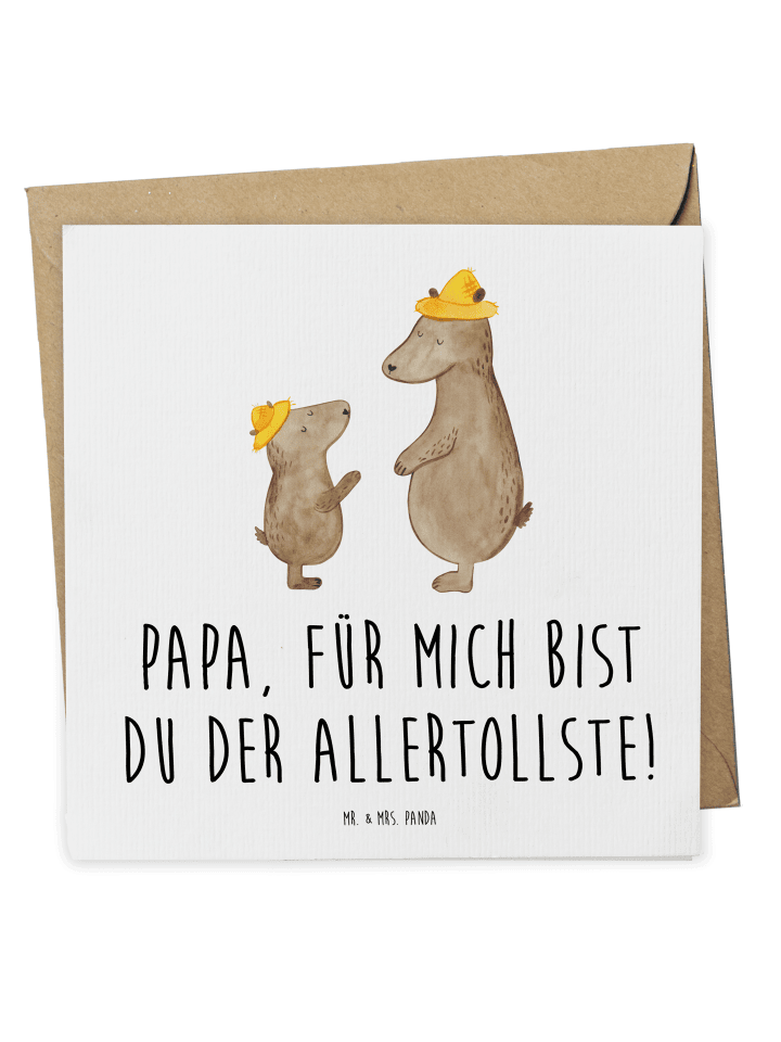 Deluxe Karte Bären mit Hut mit Spruch in Weiß