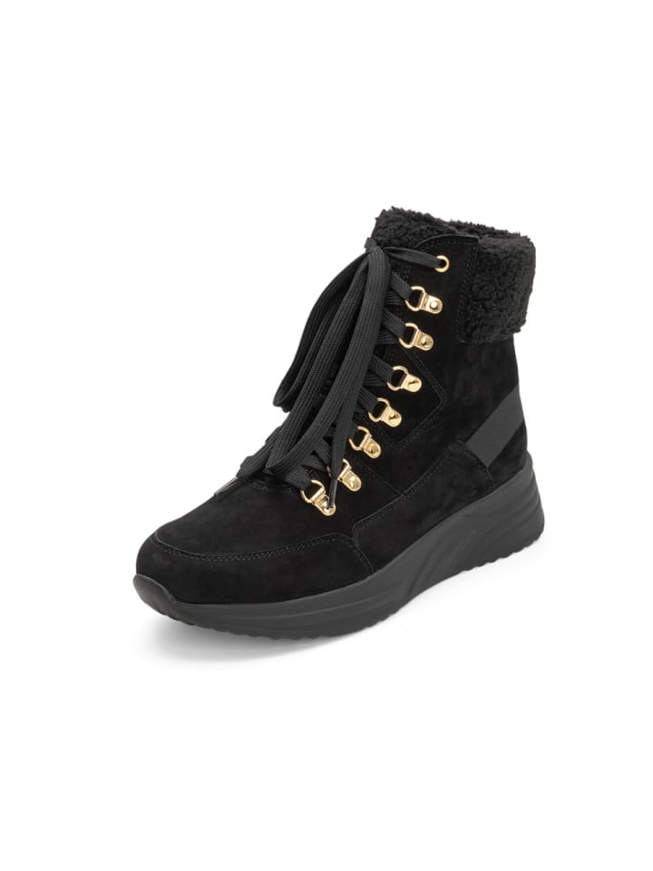 Samtziegenleder Stiefeletten in schwarz