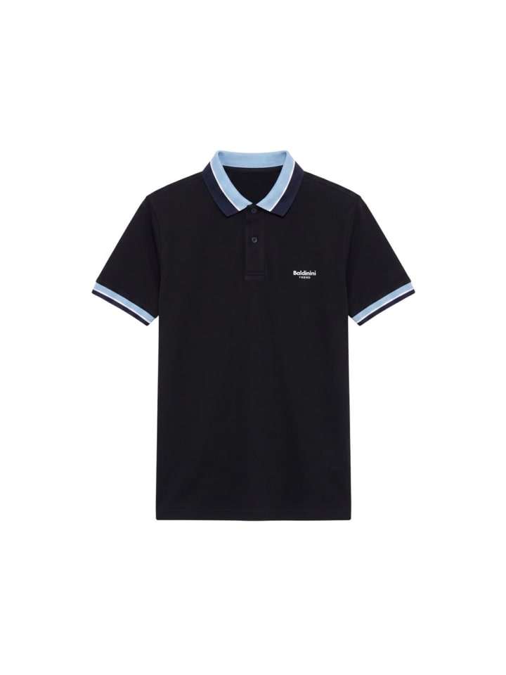 Blau Baumwolle Herren Poloshirt