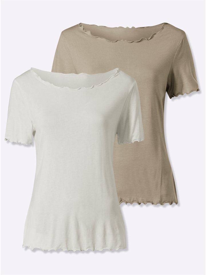 Doppelpack Shirts in beige-ecru