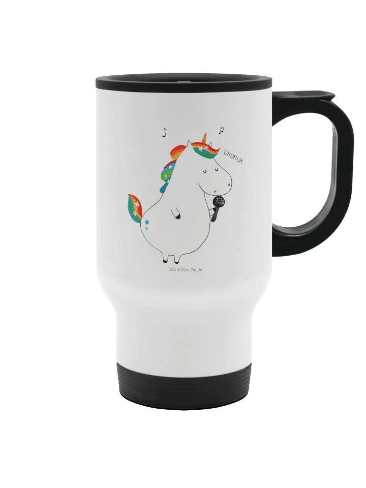 Thermobecher Einhorn Sänger ohne Spruch in Weiß
