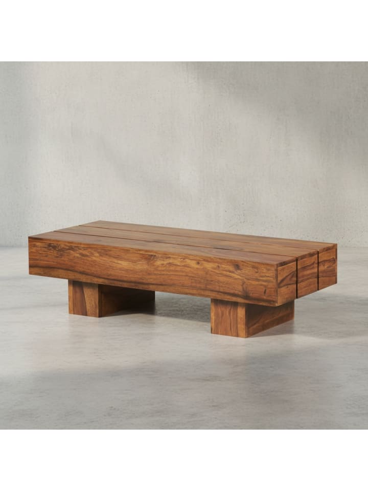 Couchtisch Massivholz, 120 cm, Landhaus, handgefertigt in Braun