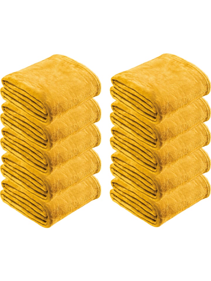 Fleece, Microfaser Wohndecke 10er-Pack in gelb