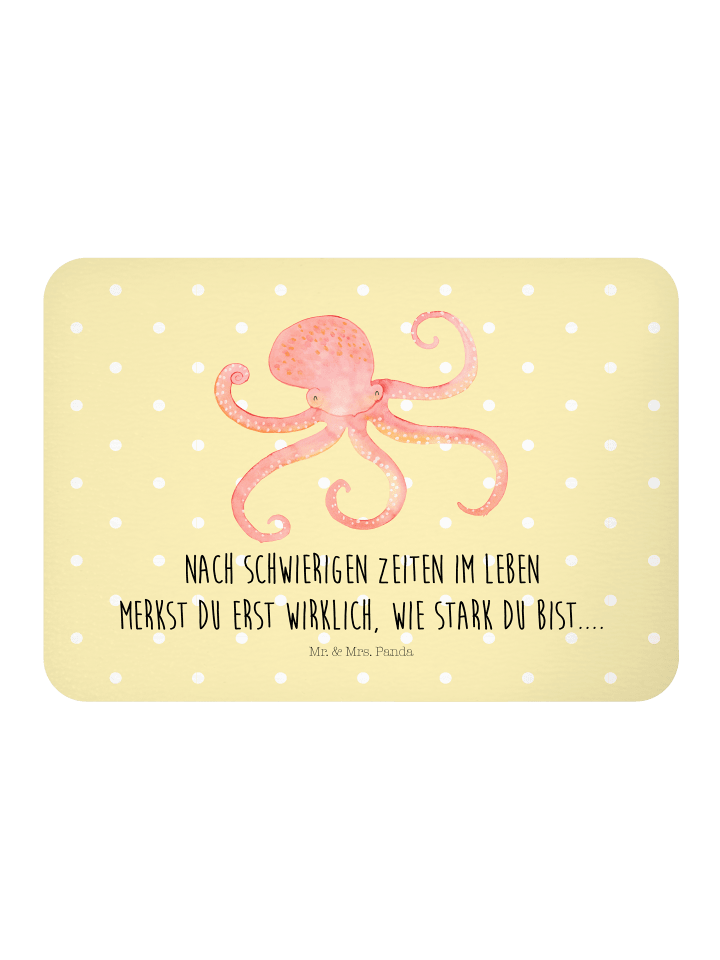zettelhalter Tintenfisch mit Spruch in Gelb Pastell