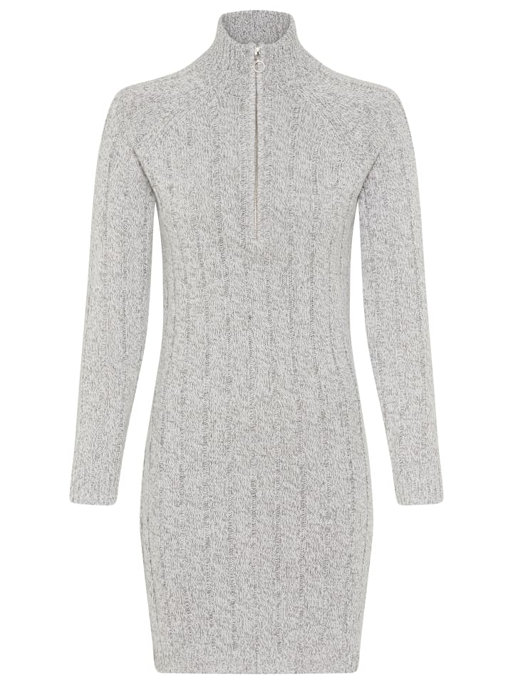Strickkleid in weiß - grau melange