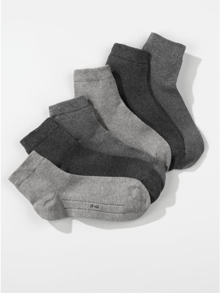 Kurzschaft-Socken in 3x anthrazit + 2x grau + 2x hellgrau-meliert