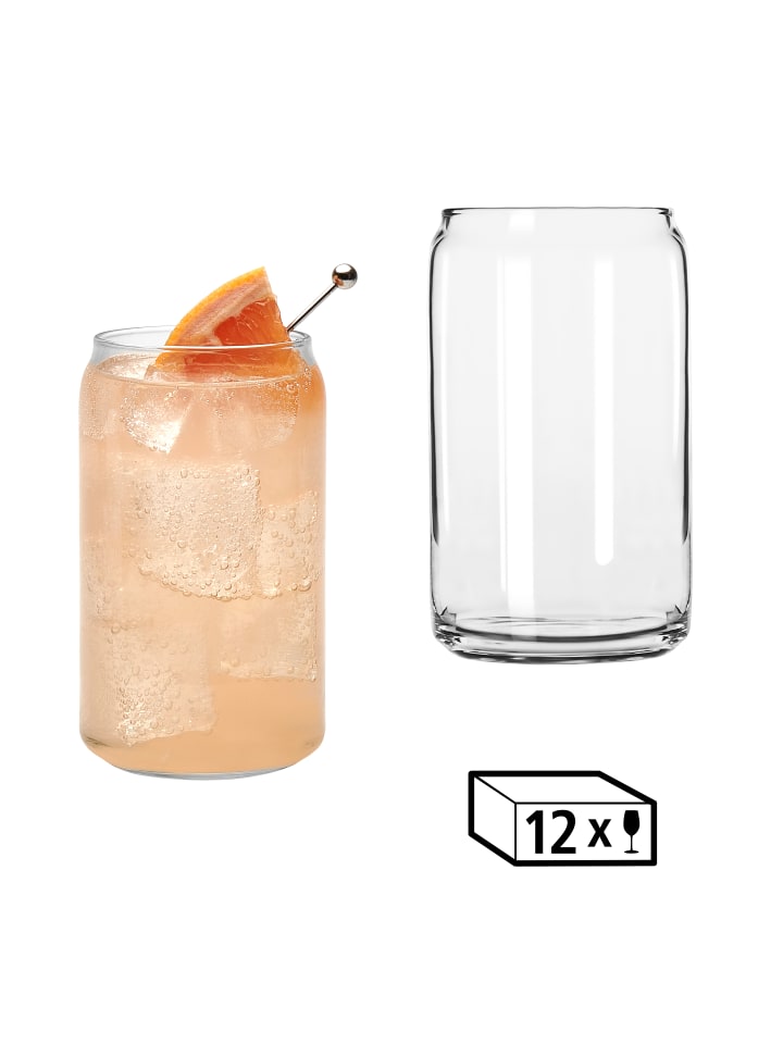 Can -GLASS CANS- 12er Set, Ø 7,5 cm, 473 ml, H: 13,5 cm, Glas