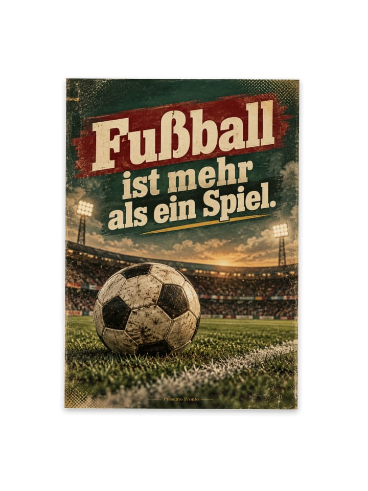 Postkarte Fußball nostalgisch Design mit Spruch in Weiß