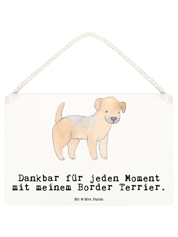 Schild Border Terrier Moment mit Spruch in Weiß