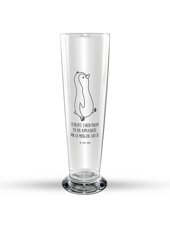 Trinkglas Pinguin mHerzieren mit Spruch in Transparent