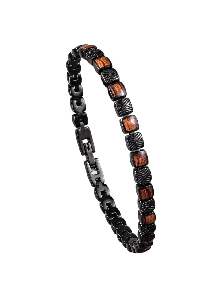 Herrenarmband Edelstahl Peppered Zebrano/Schwarz