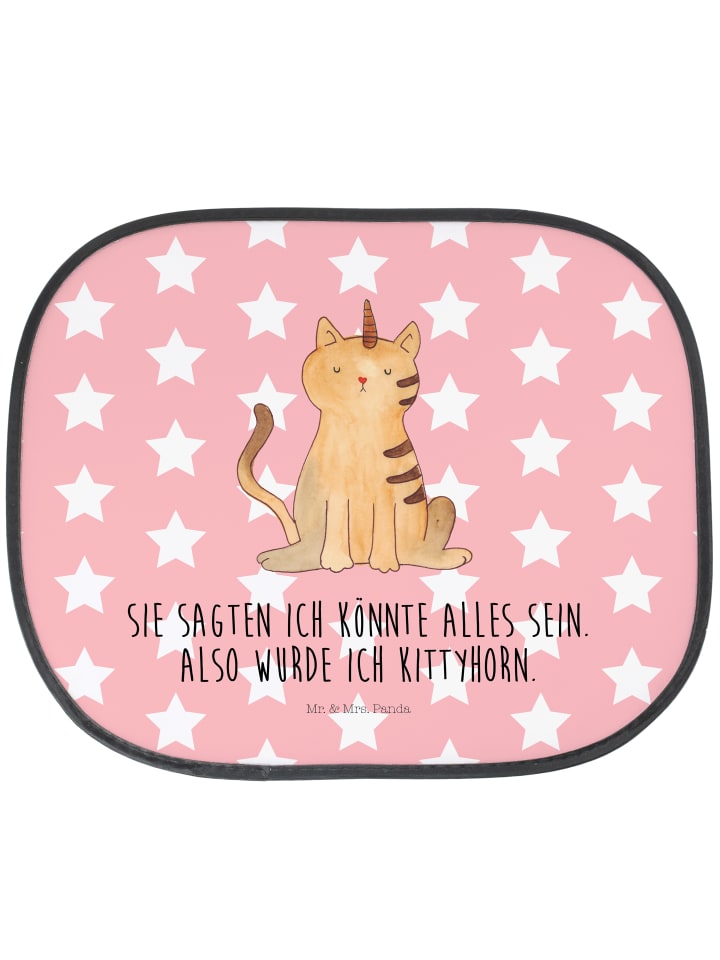 Sonnenblende Einhorn Katze mit Spruch in Rot Pastell