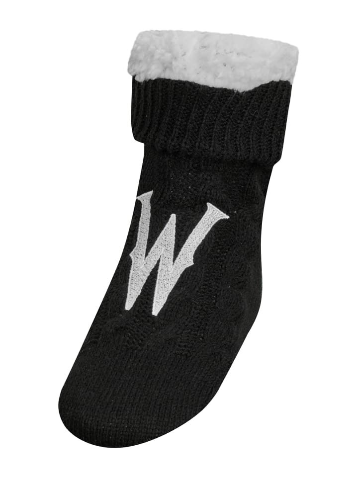 Hausschuh-Socken Wednesday in Schwarz