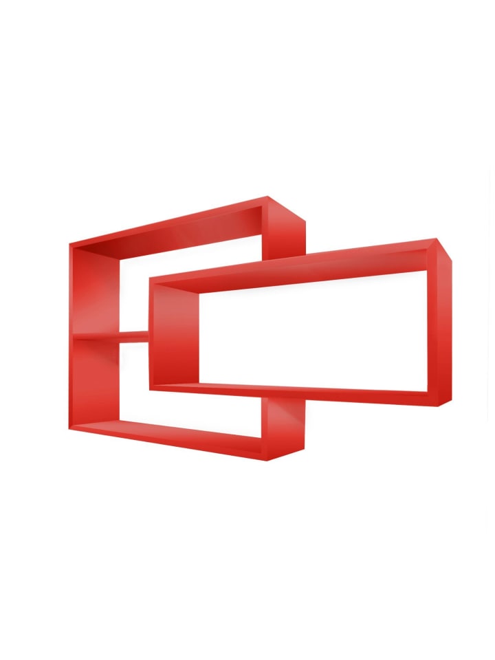 Wandregal Karo aus Holz in Rot