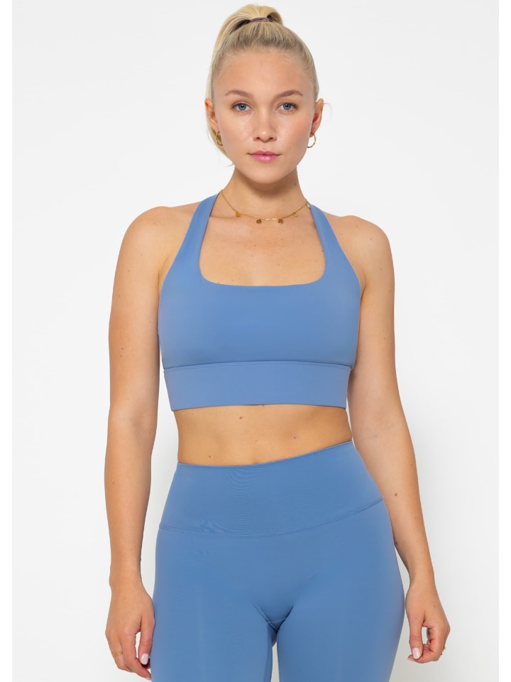 Crop Sport-BH mit Kreuz Rücken in Blau