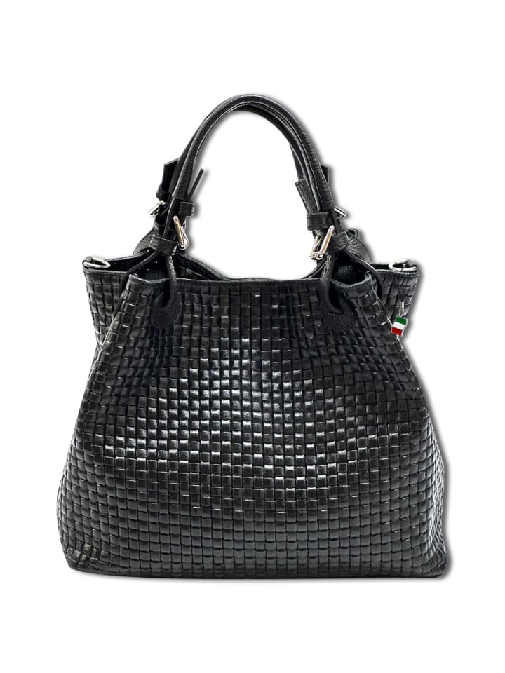 Florence Handtasche, Umhängetasche Leder schwarz ca. 31cm