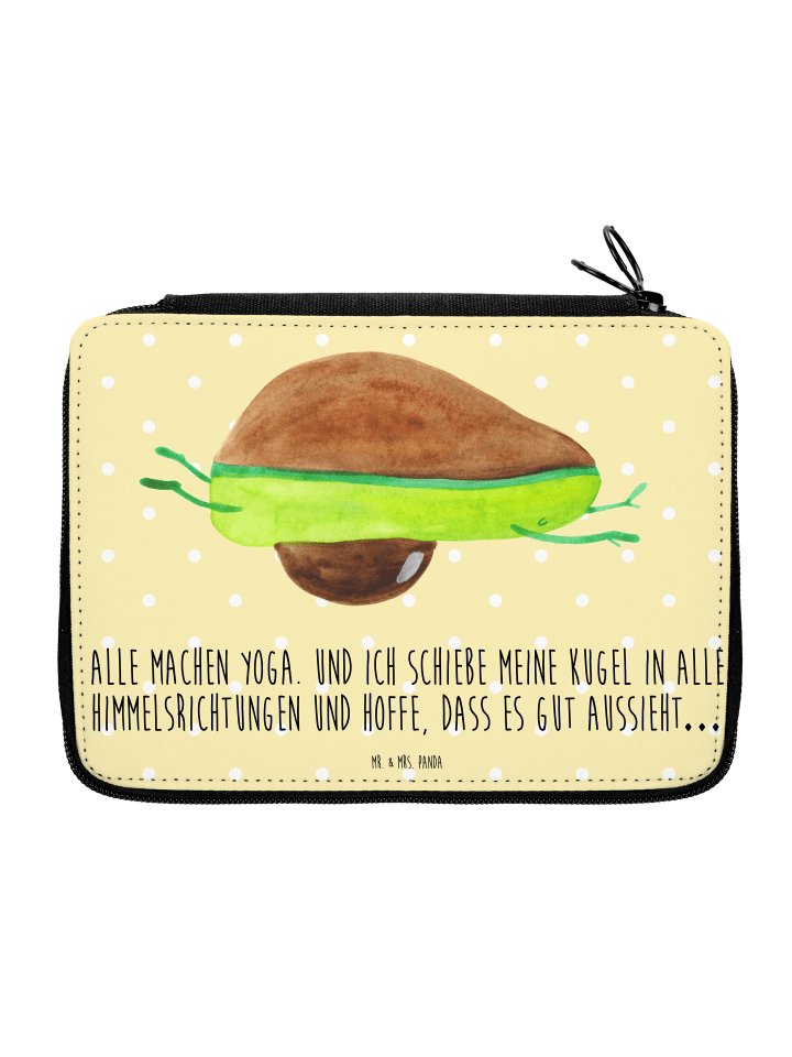 Federmappe Avocado Yoga mit Spruch in Gelb Pastell