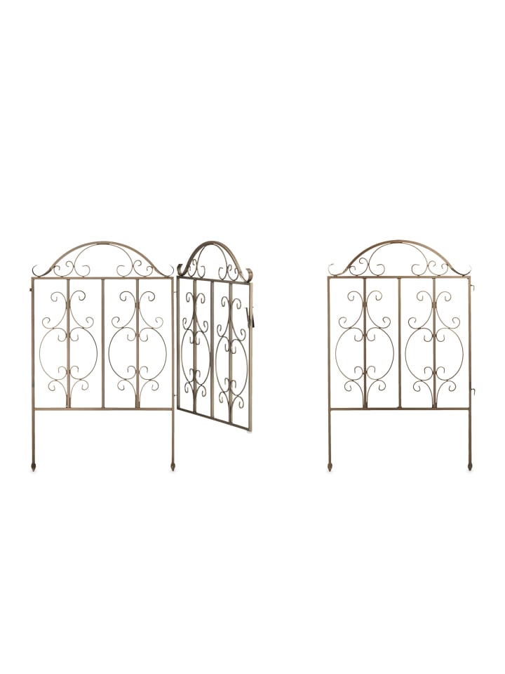 3tlg. Gartentor in Bronze - (B)185 x (H)98,5 x (T)2,5 cm