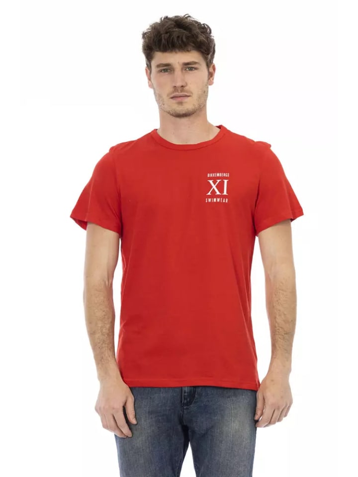 Rot Schwarz Baumwolle Herren T-Shirt