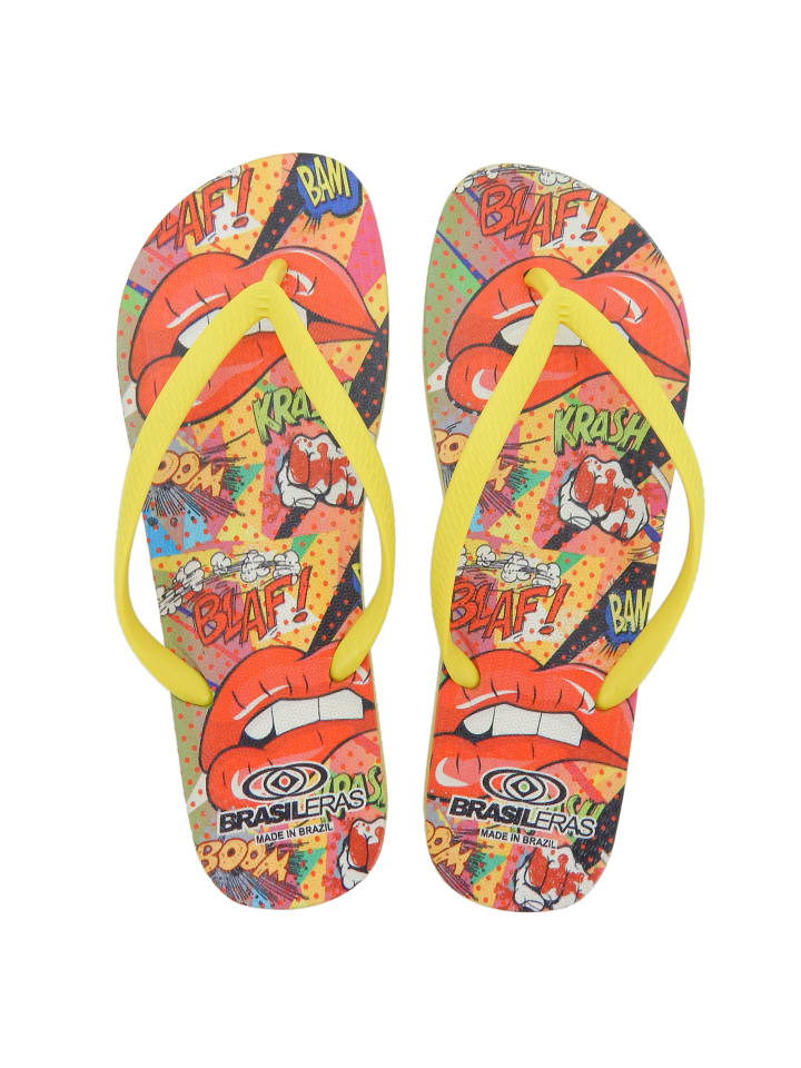 Zehentrenner "Printed Pop Art" in Gelb