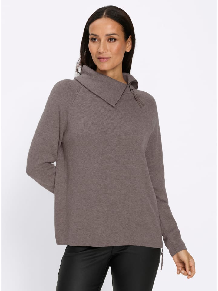 Pullover in dunkeltaupe-meliert