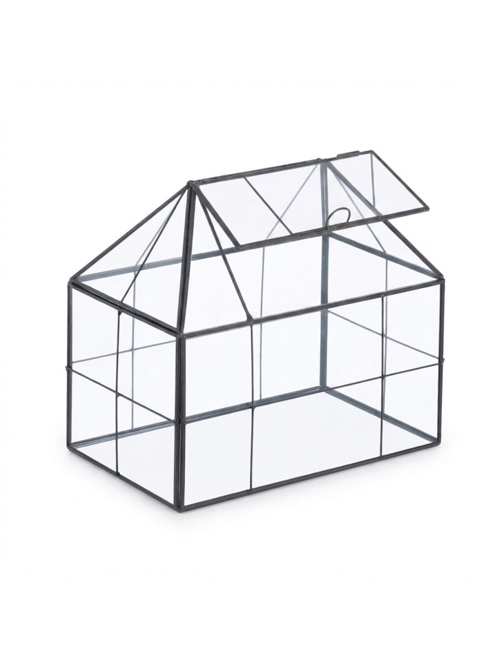Pflanzenterrarium "Haus" in Schwarz - (B)23 x (H)21 x (T)14 cm