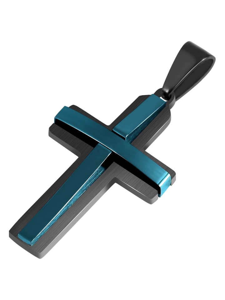 Unisex Anhänger – Kreuz Kreuzanhänger aus Edelstahl in blau