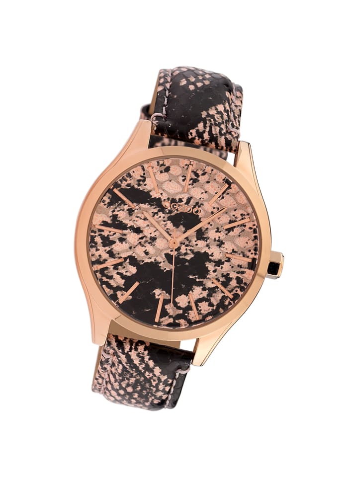 Analog-Armbanduhr Oozoo Timepieces schwarz, hellbraun groß (ca. 42mm)