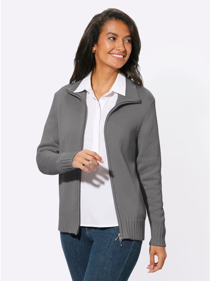 Strickjacke in grau-meliert