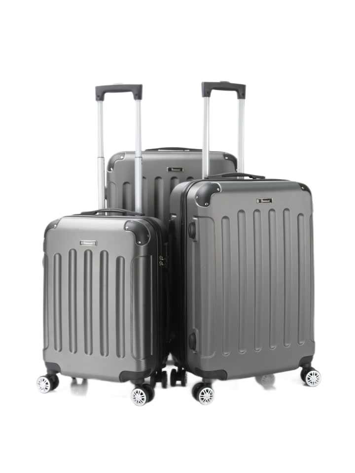Reisekoffer Koffer 3 tlg Hartschale Trolley Set in Grau
