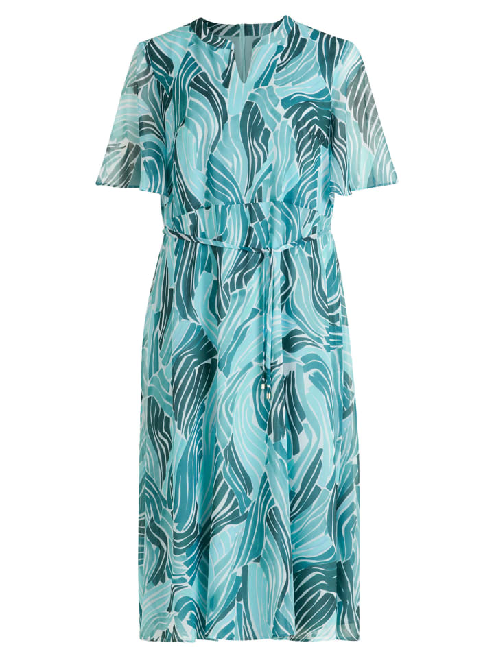Chiffonkleid mit Flügelärmeln in Petrol/Mint