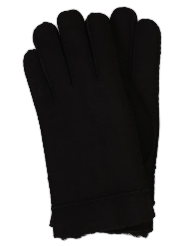 Lammlederhandschuhe mit Lammfell in Schwarz