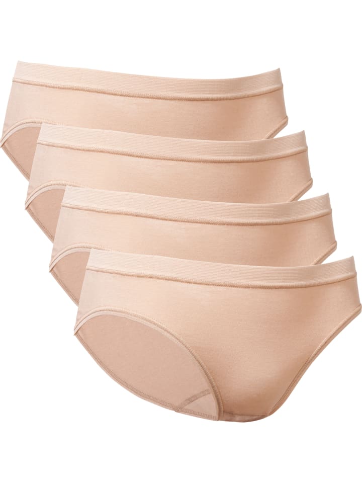Baumwolle, Feinripp Hüftslip 4er-Pack in haut
