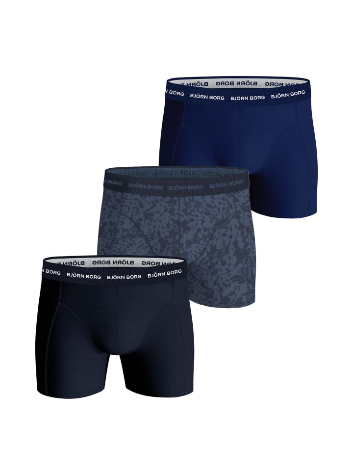 Boxershort 3er Pack in Schwarz/Blau