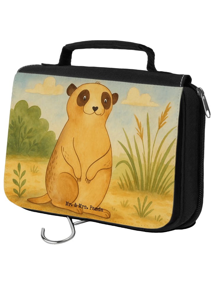 Kosmetiktäschchen Erdmännchen Design ohne Spruch in Weiß