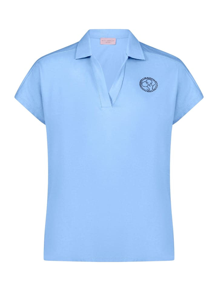 Poloshirt mit Schmucksteinen in Azurine