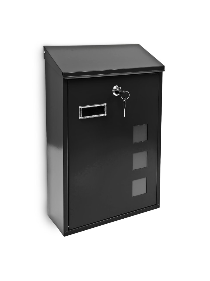 Briefkasten in Schwarz - (B)40 x (H)25 x (T)10 cm