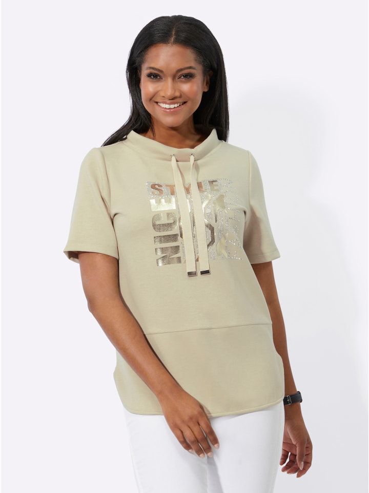 Stehkragen-Shirt in sand