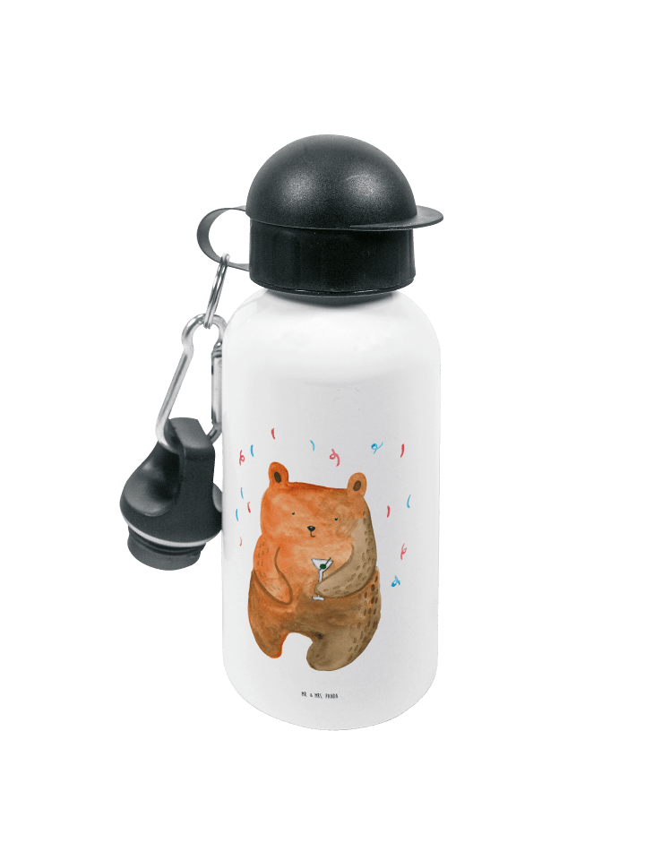 Trinkflasche Bär Party ohne Spruch in Weiß
