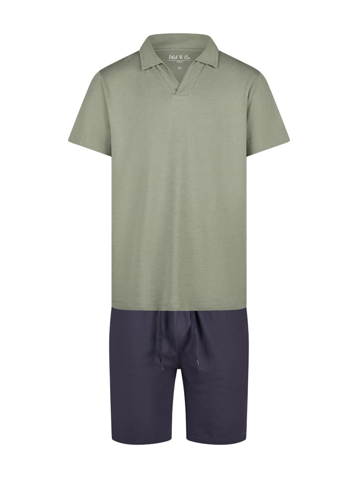 Pyjama Shorty in grün-marine
