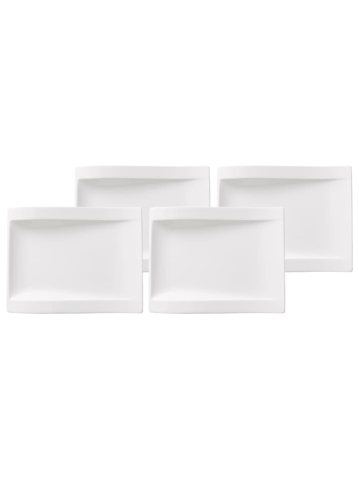 4er Set Frühstücksteller NewWave in Weiß 26 x 20 cm