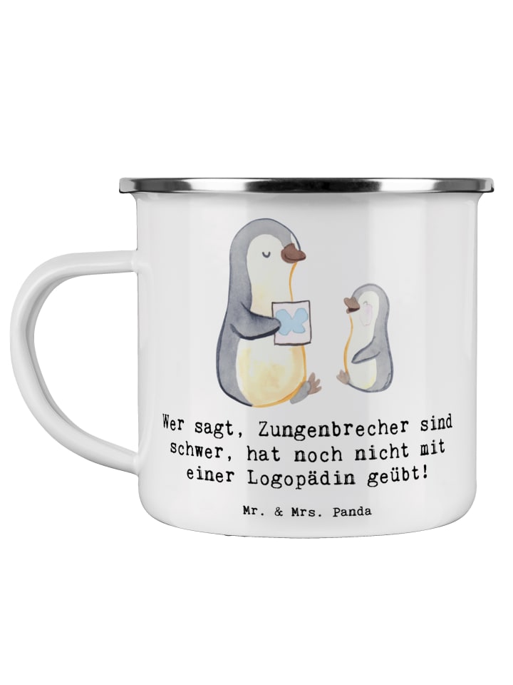 Becher Training mit Logopädin mit Spruch in Weiß